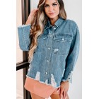 Candid Feelings Distressed Denim Jacket (Medium Denim)