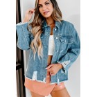 Candid Feelings Distressed Denim Jacket (Medium Denim)