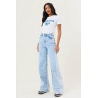 All Possible Outcomes High Rise Colorblock Wide Leg Jeans (Blue)