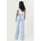 All Possible Outcomes High Rise Colorblock Wide Leg Jeans (Blue)