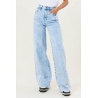 All Possible Outcomes High Rise Colorblock Wide Leg Jeans (Blue)