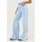 All Possible Outcomes High Rise Colorblock Wide Leg Jeans (Blue)