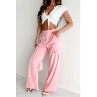 Always Around Satin Cargo Pants (Pink)