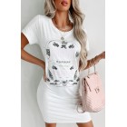 Champagne Is The Answer Graphic T-Shirt Dress (White) - Print On Demand