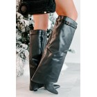 Dream Bigger Faux Leather Knee High Boots (Black)