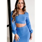 Self-Fulfilling Prophesy Cropped Square Neck Sweater ( Blue)