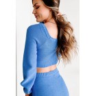 Self-Fulfilling Prophesy Cropped Square Neck Sweater ( Blue)