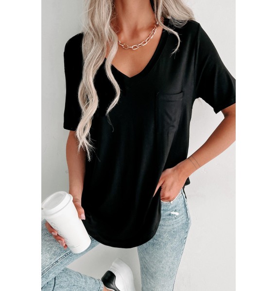 V-Neck Pocket Tee (Black)