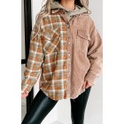 Asheville Adventures Plaid/Corduroy Contrast Shacket (Taupe Multi)