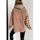 Asheville Adventures Plaid/Corduroy Contrast Shacket (Taupe Multi)