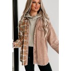 Asheville Adventures Plaid/Corduroy Contrast Shacket (Taupe Multi)