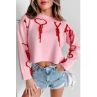 Dramatic Love Graphic Crop Sweater (Pink/Red)