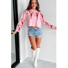 Dramatic Love Graphic Crop Sweater (Pink/Red)