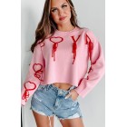 Dramatic Love Graphic Crop Sweater (Pink/Red)