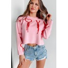 Dramatic Love Graphic Crop Sweater (Pink/Red)